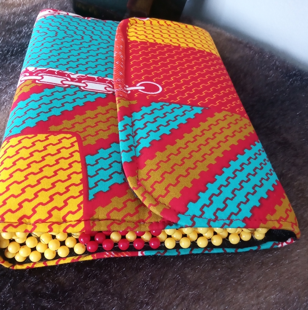 Ankara African Beaded Clutch